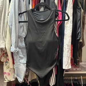 Klassy Network Brami Black Ribbed Racerback Stretch Bodysuit